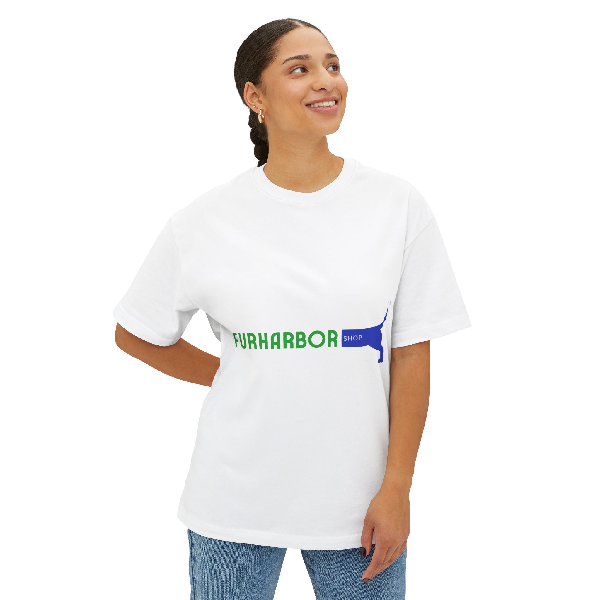 Furharbor Dog Logo Boxy Tee — Oversized Pet Rescue Graphic Shirt