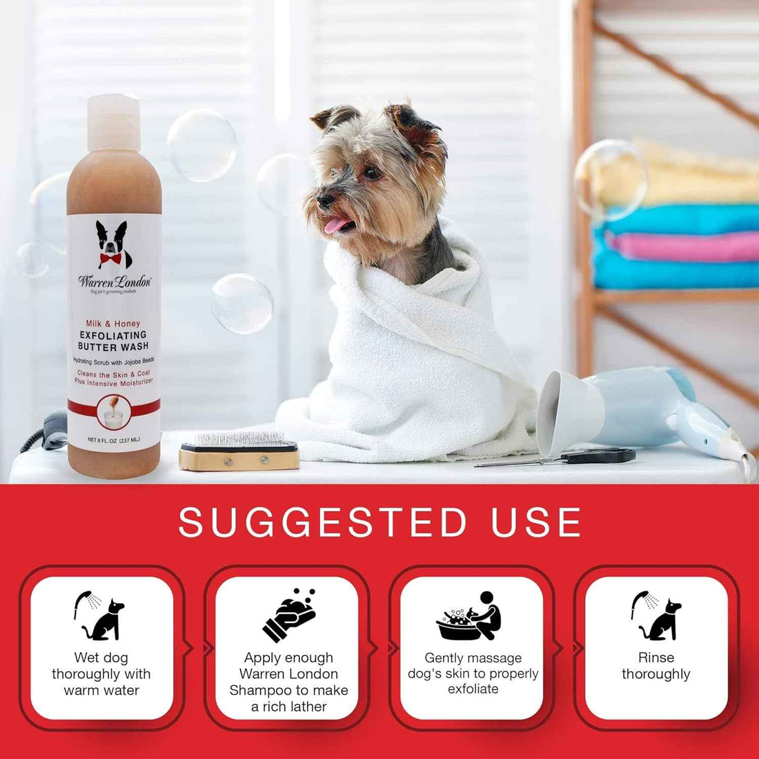 Warren London Dog Shampoo Conditioner Combo Detangler Moisturizer 8oz