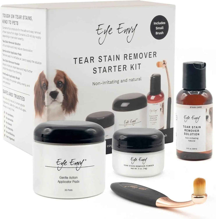 Eye Envy Dog Tear Stain Remover Kit w Brush Pads Powder 30–45 Day