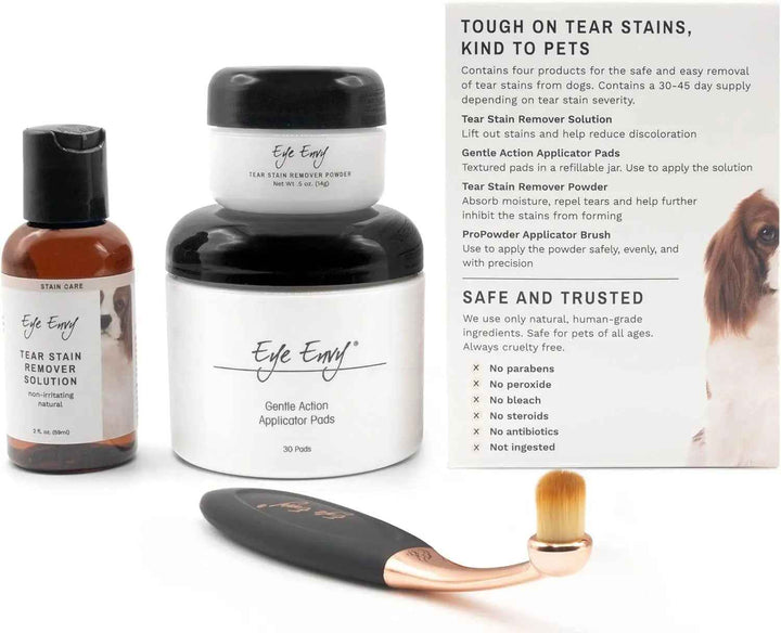 Eye Envy Dog Tear Stain Remover Kit w Brush Pads Powder 30–45 Day