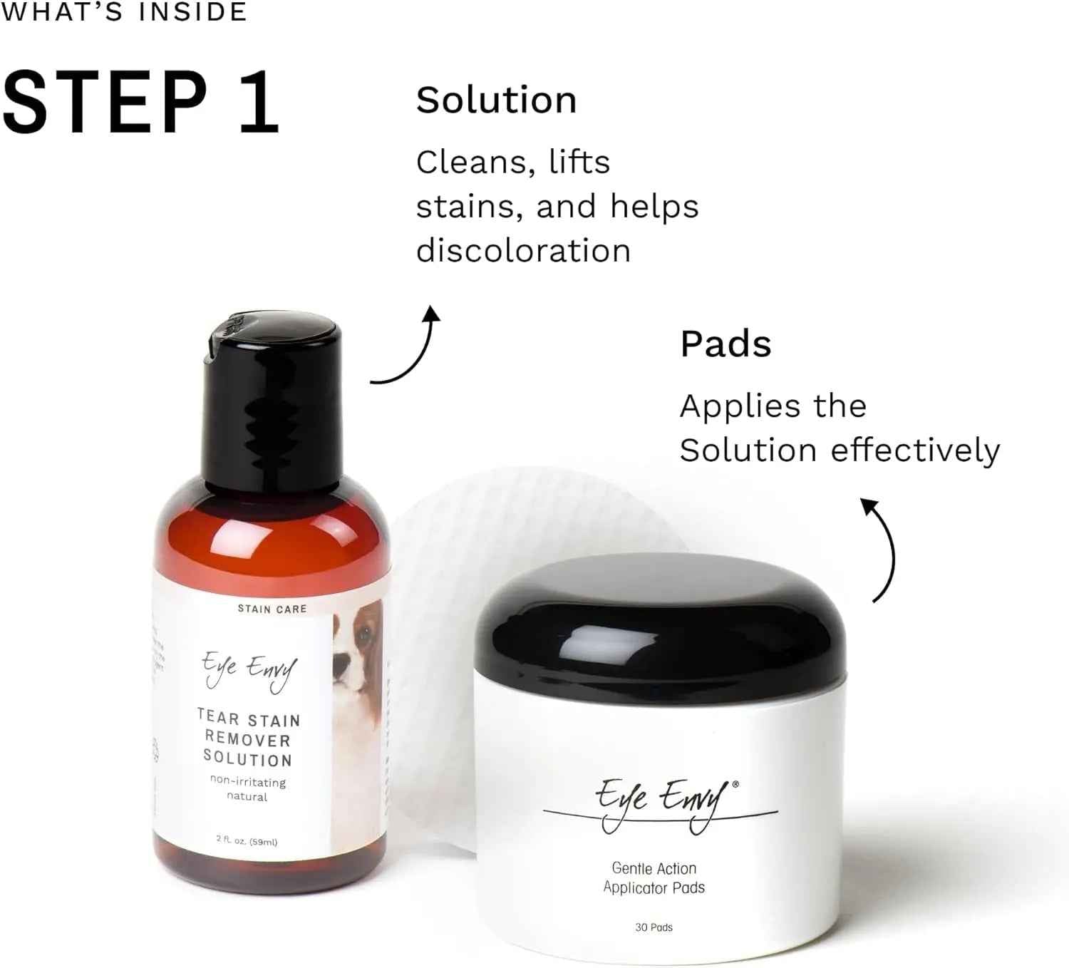 Eye Envy Dog Tear Stain Remover Kit w Brush Pads Powder 30–45 Day