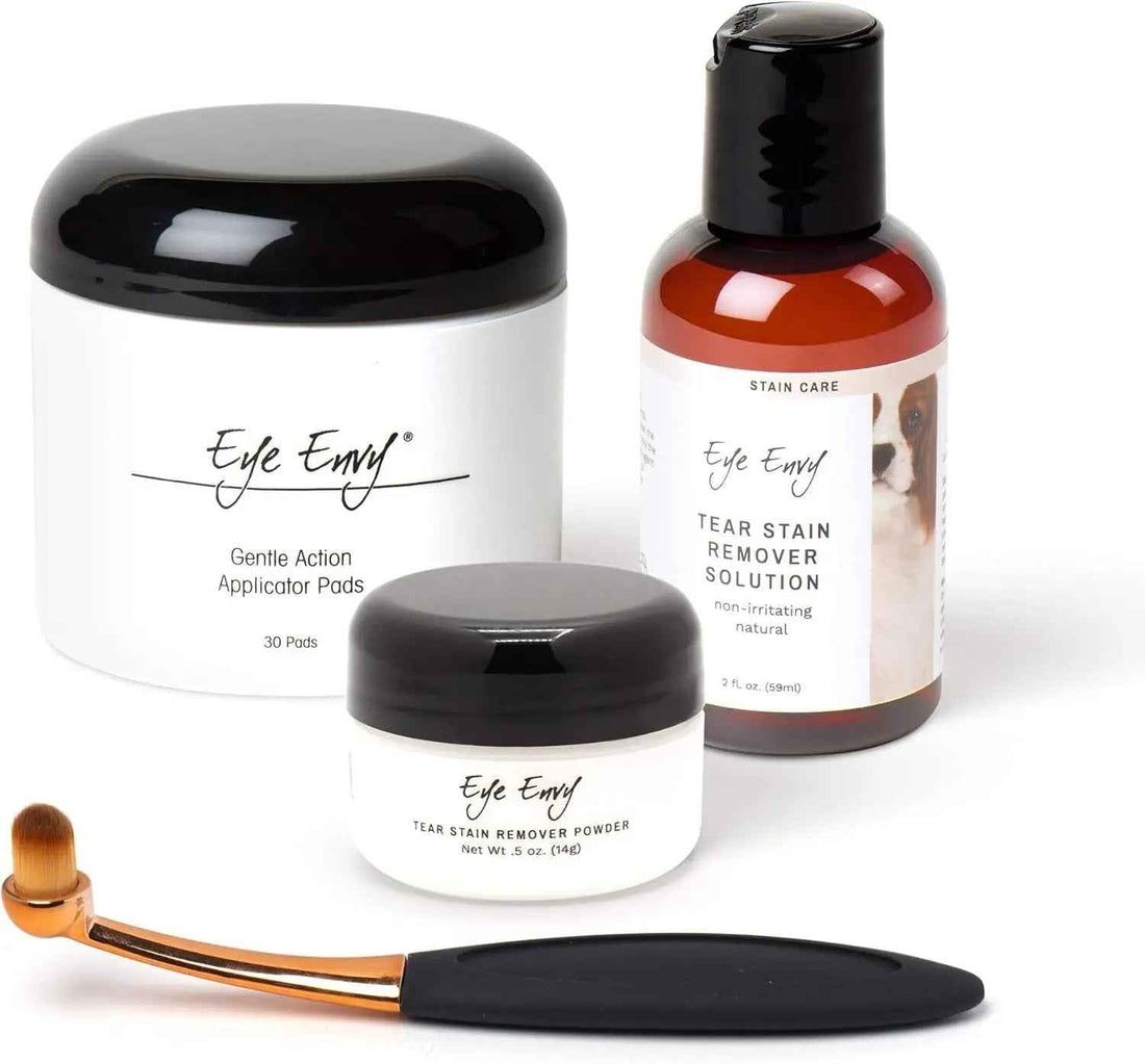 Eye Envy Dog Tear Stain Remover Kit w Brush Pads Powder 30–45 Day
