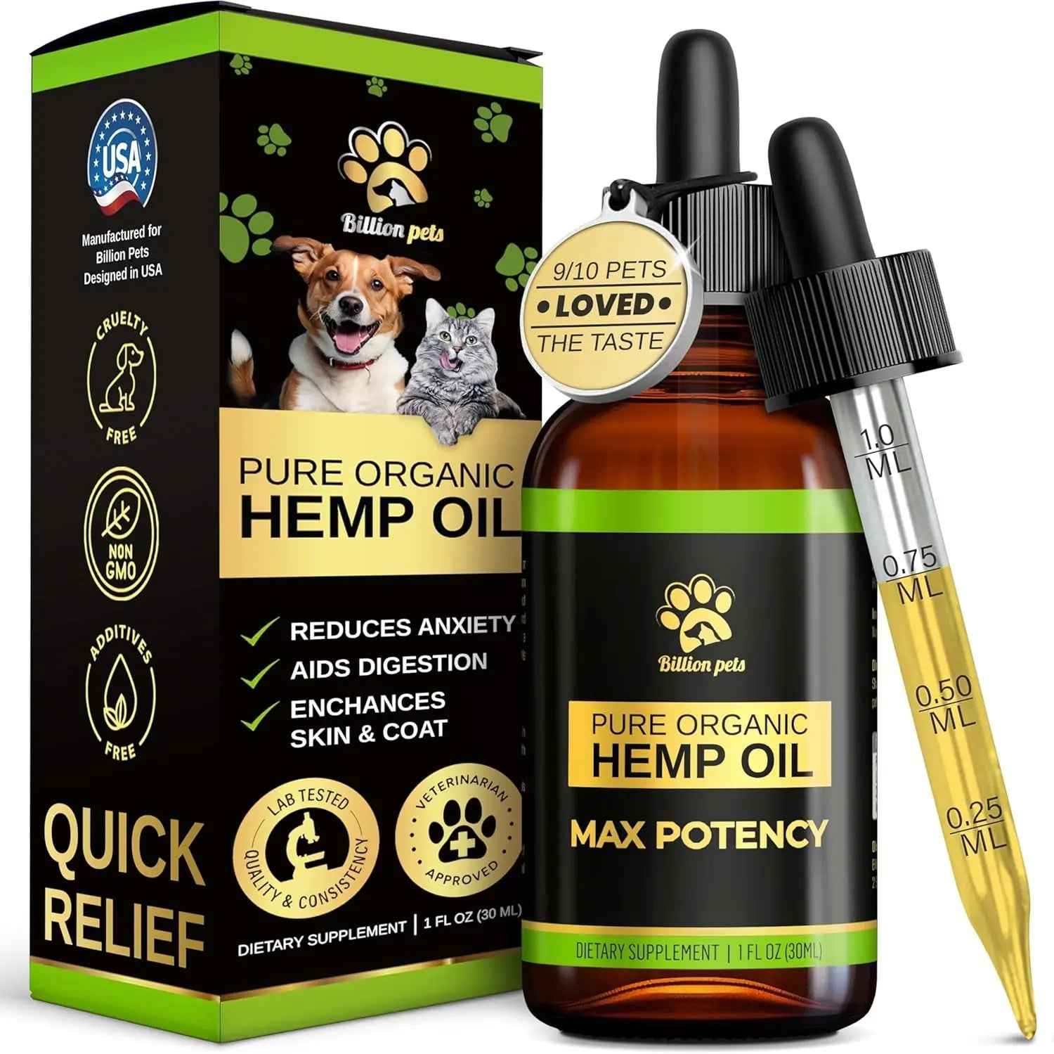 Hemp Oil Calming Drops for Dogs & Cats – Anxiety, Pain & Joint Support