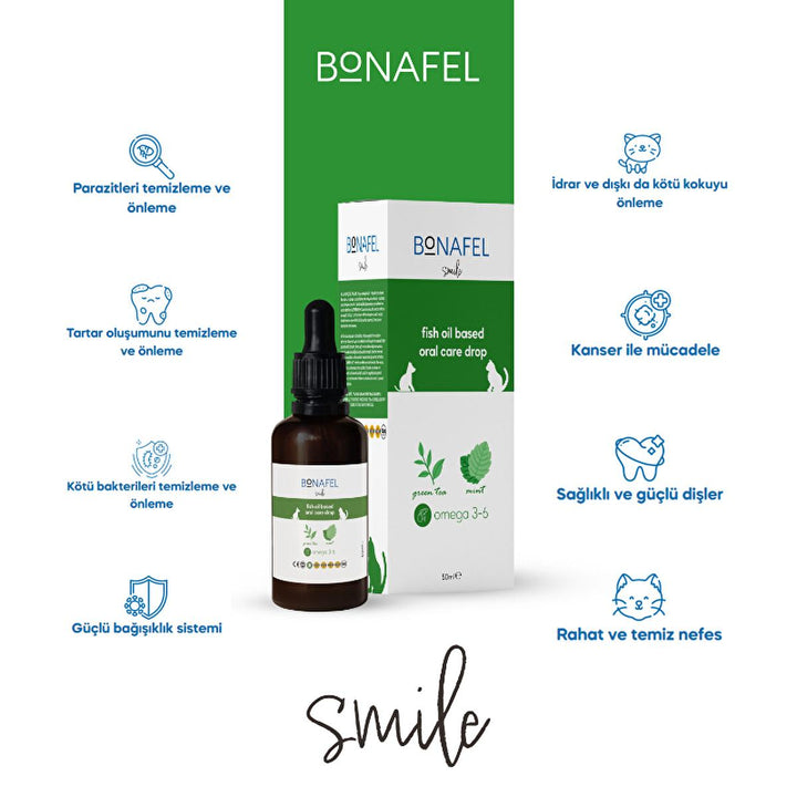 Bonafel Pet Oral Health Supplement for Cats and Dogs - Fish Oil Based Tablets for Fresh Breath & Overall Health