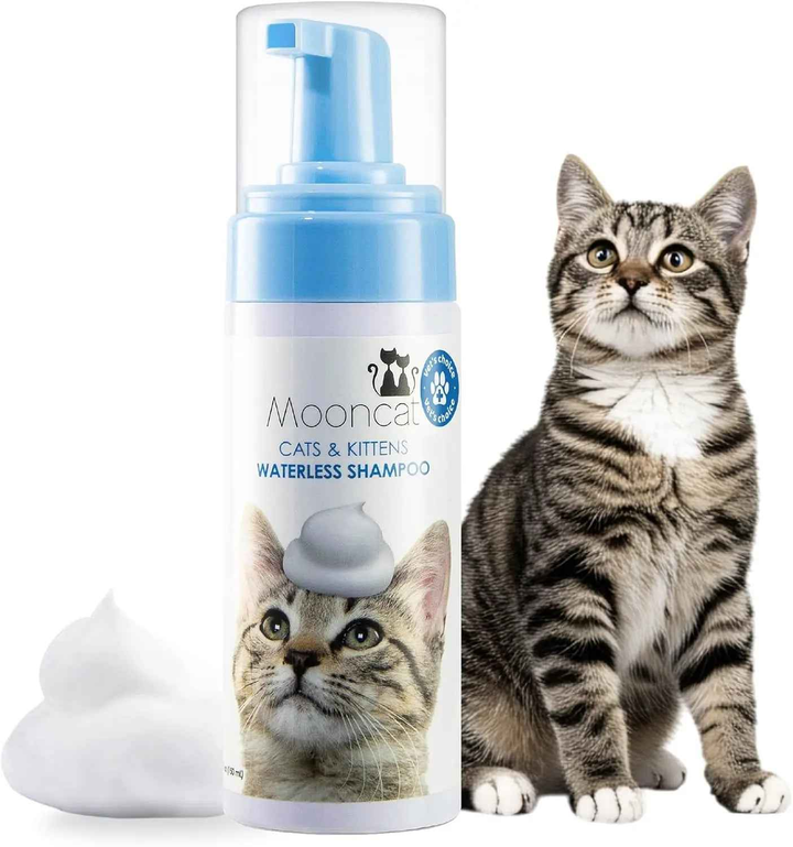 Waterless No-Rinse Cat Shampoo Foam & Brush Kit – Hypoallergenic, 5oz