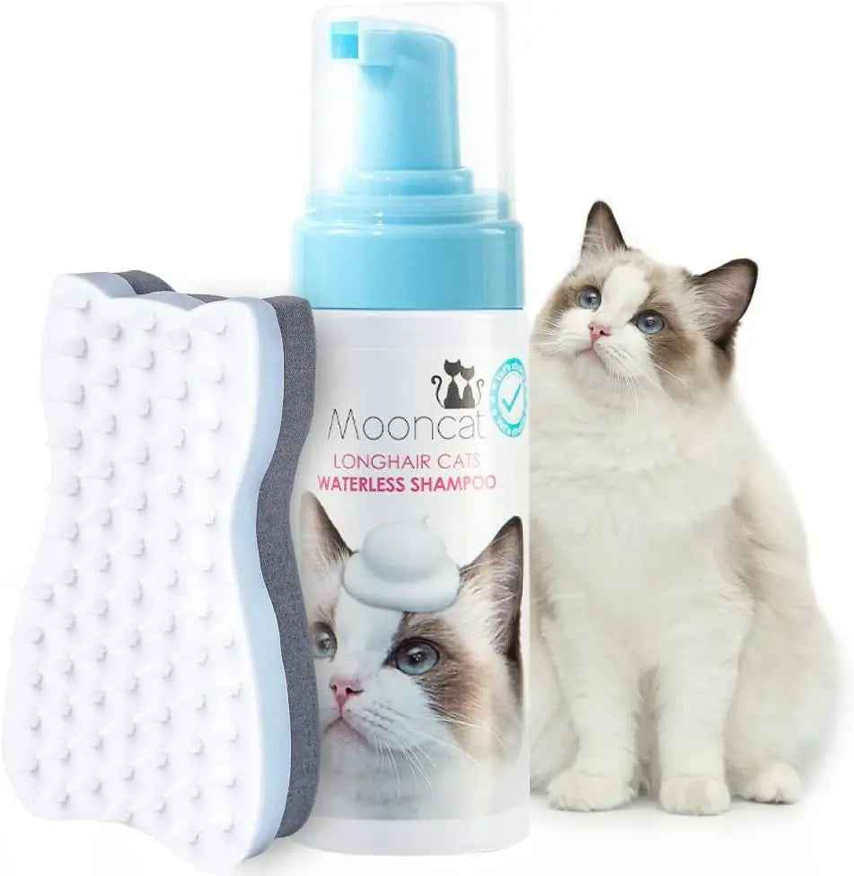 Waterless No-Rinse Cat Shampoo Foam & Brush Kit – Hypoallergenic, 5oz