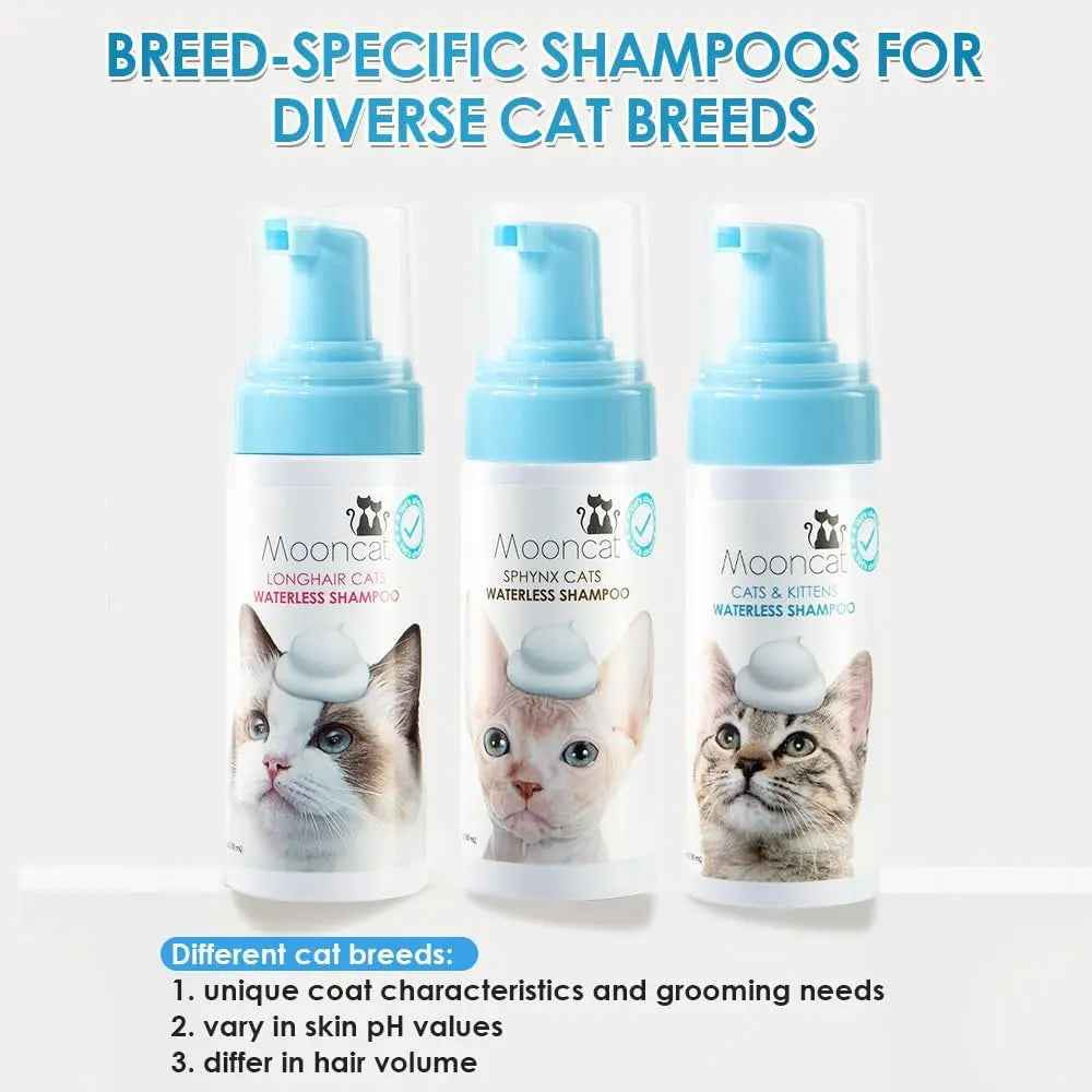 Waterless No-Rinse Cat Shampoo Foam & Brush Kit – Hypoallergenic, 5oz